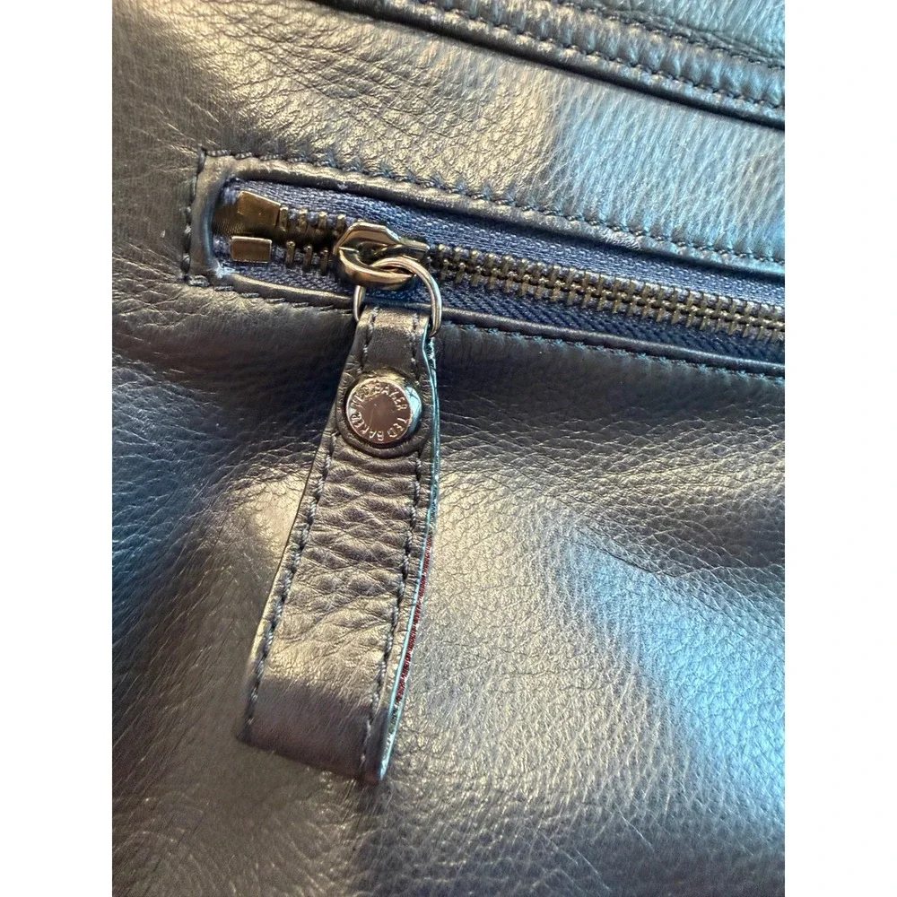 Ted Baker London Mens Blue Leather Messenger Bag Satchel Crossbody Briefcase